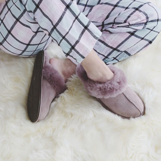 Ladies Fawn Mule Sheepskin Slippers