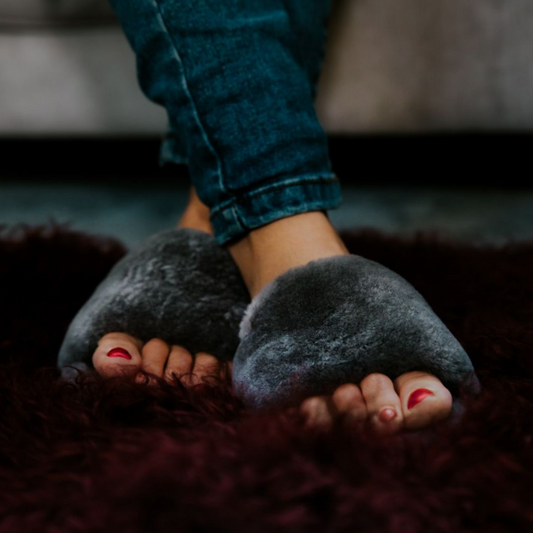 Ladies Open Toe Mule Sheepskin Slippers