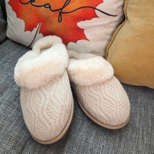 Ladies Sheepskin Mule Slipper - Knitted Front