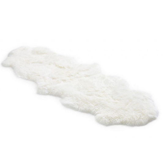 Cream White Long Wool Rug