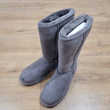 Grey Tall Sheepskin Boots - Size 9 - Clearance