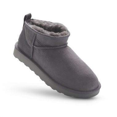 Super Short Sheepskin Boots - 'Rabbit' Dark Grey