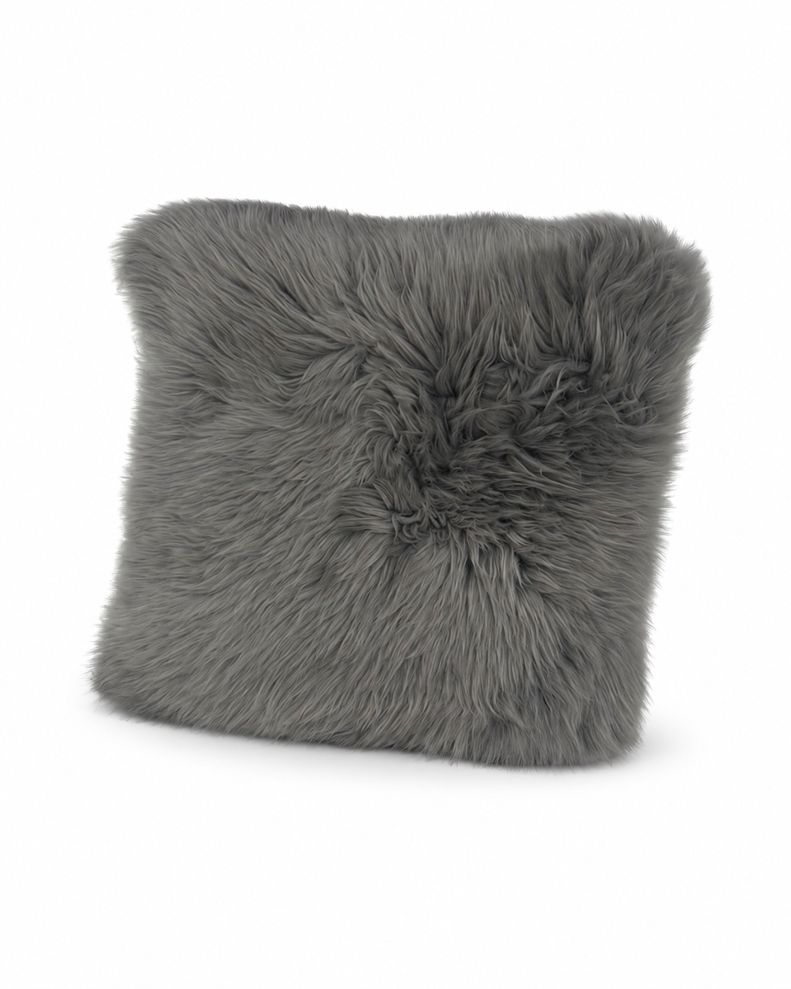 Clearance - Grey Long Wool Cushion with inner