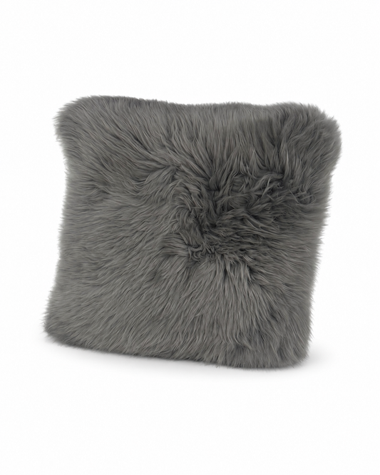 Clearance - Grey Long Wool Cushion with inner