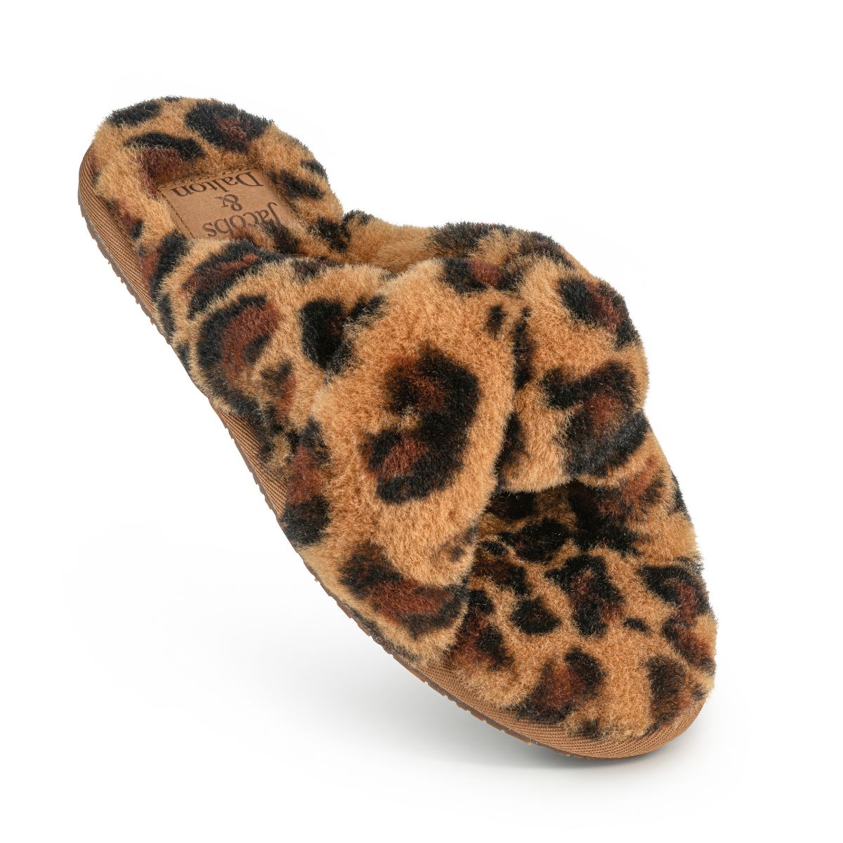 Open-Toe Leopard Print Sheepskin Slippers