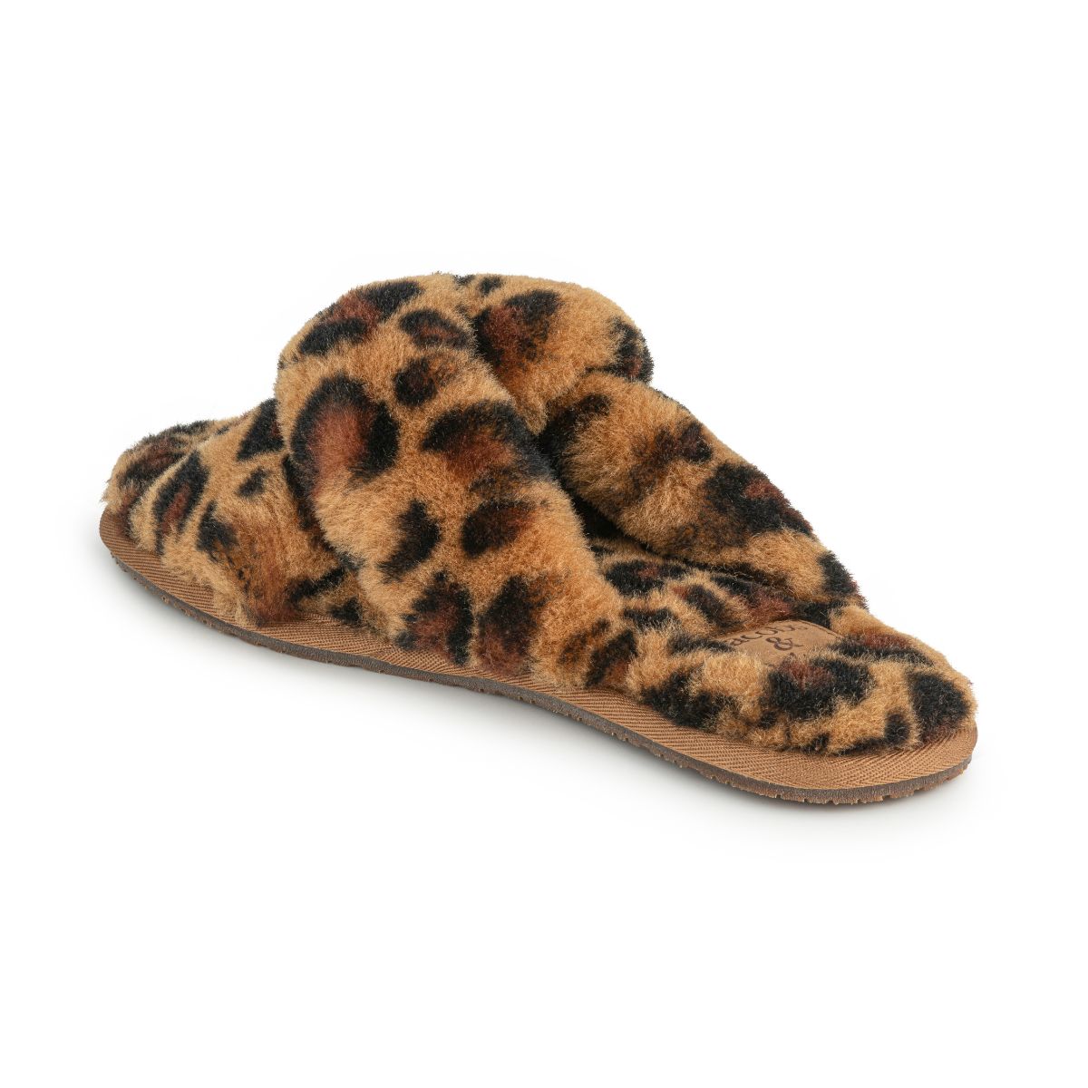Open-Toe Leopard Print Sheepskin Slippers