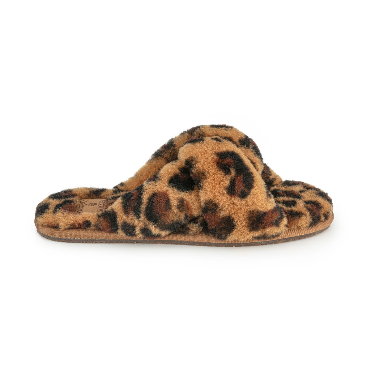 Open-Toe Leopard Print Sheepskin Slippers