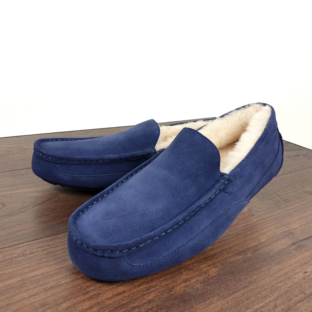 blue moccasin slippers