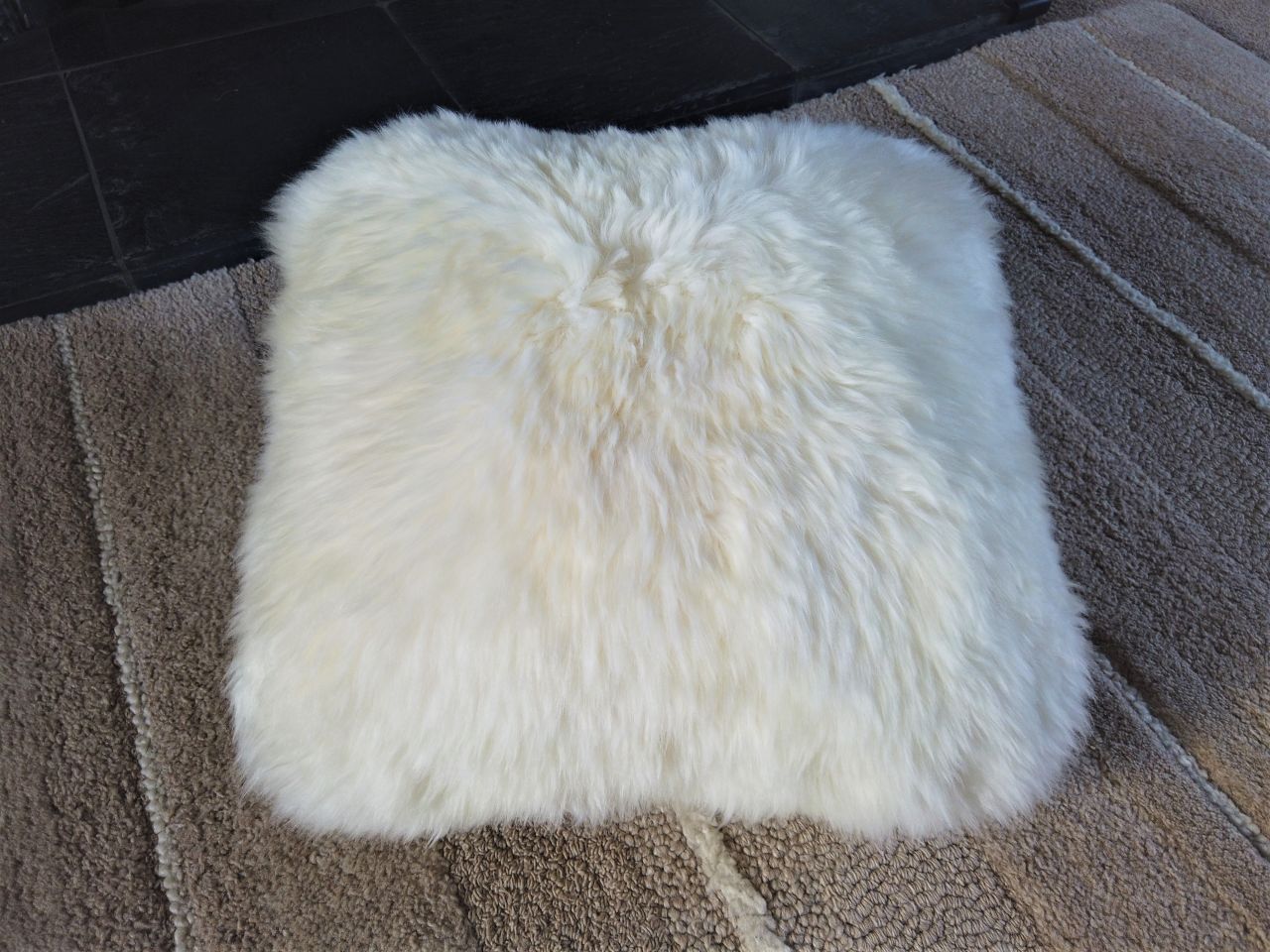 Double Sided Cream/White Genuine Sheepskin Cushion: Jacobs & Dalton