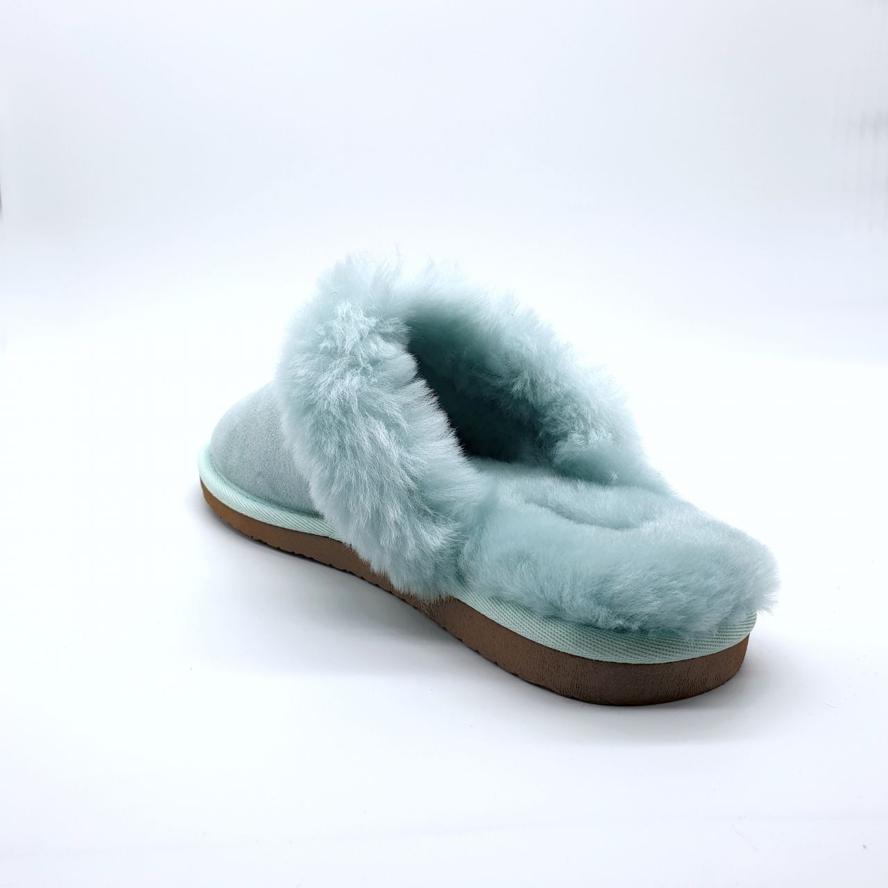 Comfy Blue Fluffy Sheepskin Mule Slippers for Women: Jacobs & Dalton