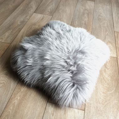 Tibetan Lambswool Cushion in Grey: Soft Sheepskin Cushions: Jacobs & Dalton