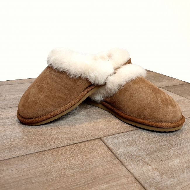 Ladies Chestnut Mule Sheepskin Slippers: Jacobs & Dalton